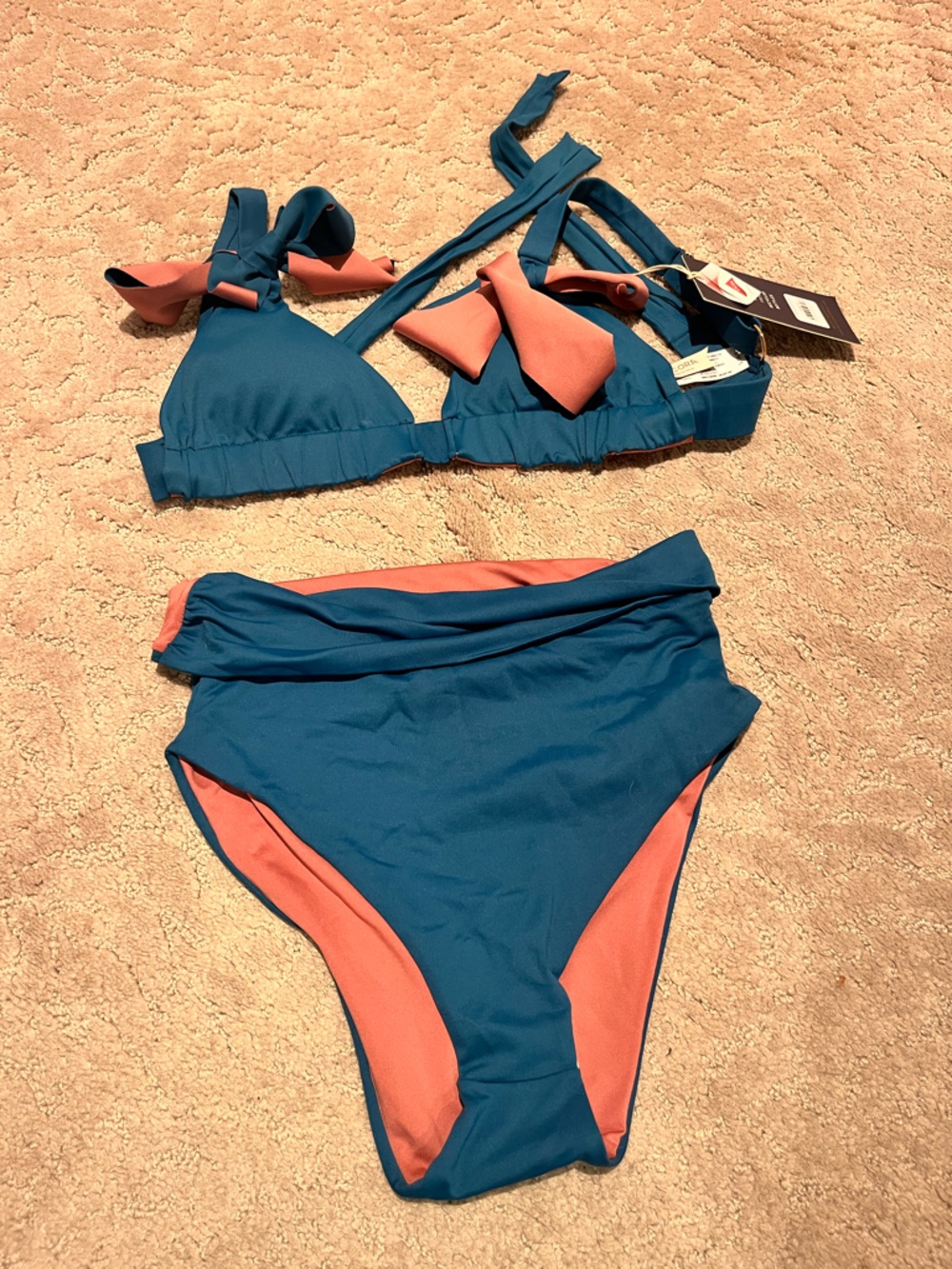 Teal High-Waist Bikini Set - Women Swim